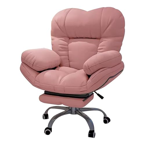 Home Office Desk Chairs Lazy Sofa Recliner Chair Lift Computer Gaming Chair Backrest for Living Room, Video Gaming Chairs Comfortable Office Desk Chairs Armchair for Bedroom (Color : Pink with footre - Pink With Footrest - One Size