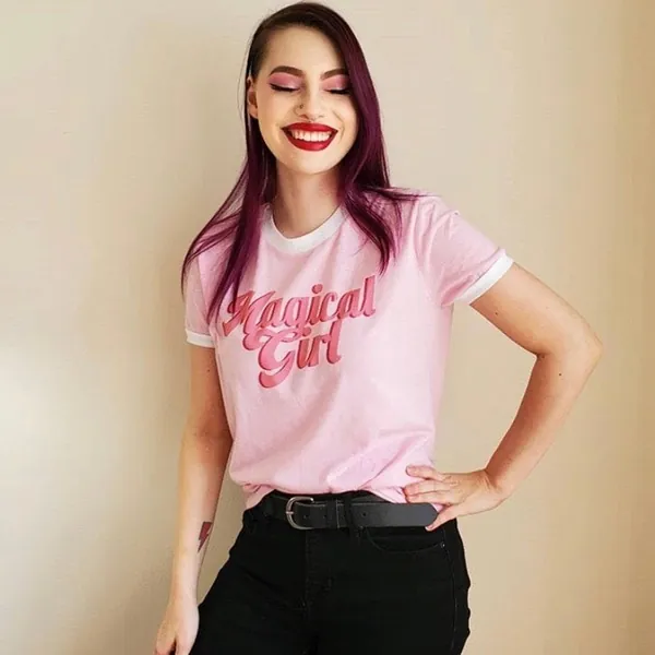 Magical Girl Anime Tee | Weeb Weeaboo Shirts | Magic Cosmic Girls Shirts | Gift Idea | Cute Ringer Graphic T shirt | Espi Lane Shirt