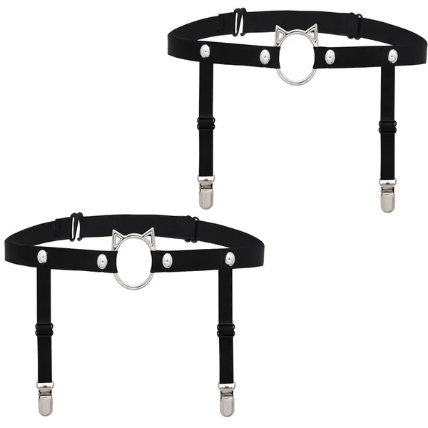 Leg Garter with Chains, Elastic Punk Rock Thigh Garter for Women - 