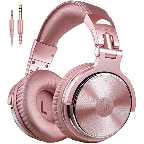 OneOdio Pro-10 Over Ear Wired Headphones for School Studio Monitor & Mixing DJ Stereo Headsets with 50mm Neodymium Drivers, 3.5mm/6.35mm Jack for AMP Computer Recording Phone Piano Guitar Laptop - Wired - pink