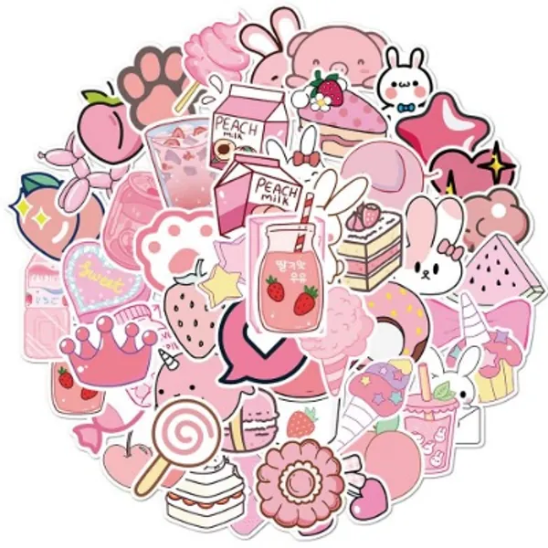 5.48US $ |50pcs Pink Girl Things Cute Stickers Girls Scrapbooking For Laptop Car Helmet Motorcycle Aesthetic Pink Sticker Craft Supplies - Stickers - AliExpress