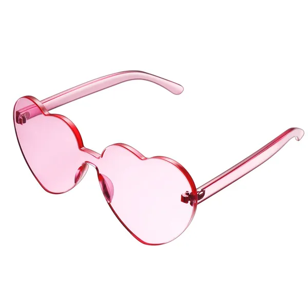 TENDYCOCO Heart Shaped Sunglasses Transparent Tinted Eyewear Party Sunglasses Rimless Pink - 