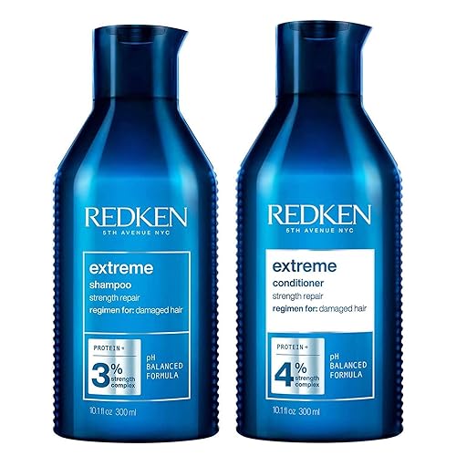 REDKEN Extreme Shampoo and Conditioner, For Damaged Hair, Repairs Strength & Adds Flexibility - 300 ml (Pack of 2)