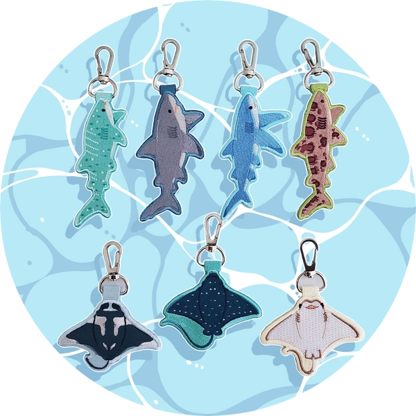 Elasmobranchs! Embroidered Keychains