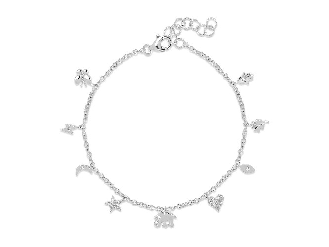 14K White Gold Diamond Charm Bracelet | WHITE GOLD