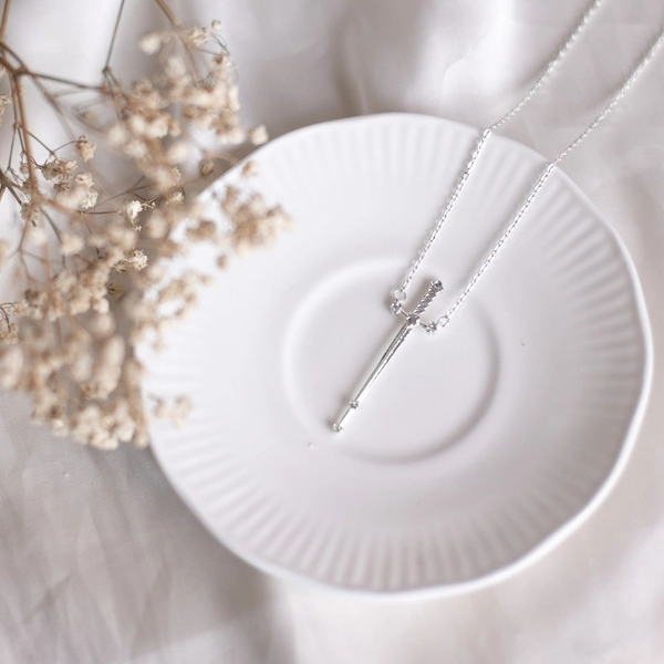 Silver Sword Necklace, Whimsigoth Jewelry, Sword Jewelery Gift, Winter Accessories, Magical Fairy Necklace, Goth Alternative Jewelry