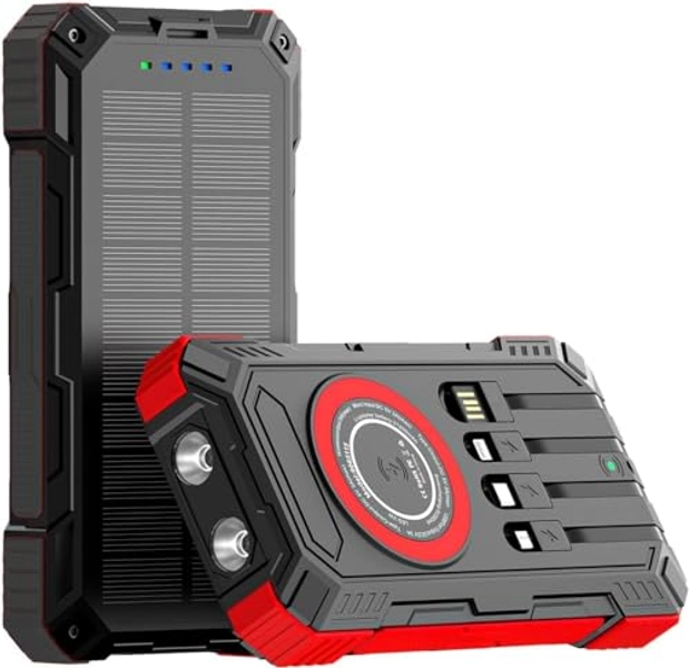 Lasuki Batterie Externe Solaire 31200mAh, Chargeur Solaire Portable Power Bank avec 4 Sorties Charge Rapide Solaire Batterie,IPX 6 Waterproof Alimentation d'urgence,pour Smartphones, Tablette