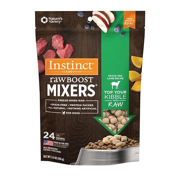 Instinct Raw Boost Mixers, Freeze Dried Dog Food Topper, Grain Free - Grass Fed Lamb, 5.5 oz. Bag
