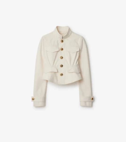 Cropped Cotton Jacket in Off white - Women | Burberry® Official