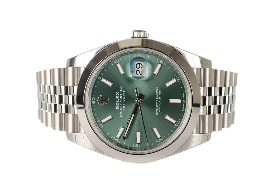 Rolex DateJust 41 Mint Green Smooth Bezel Jubilee Bracelet 126300