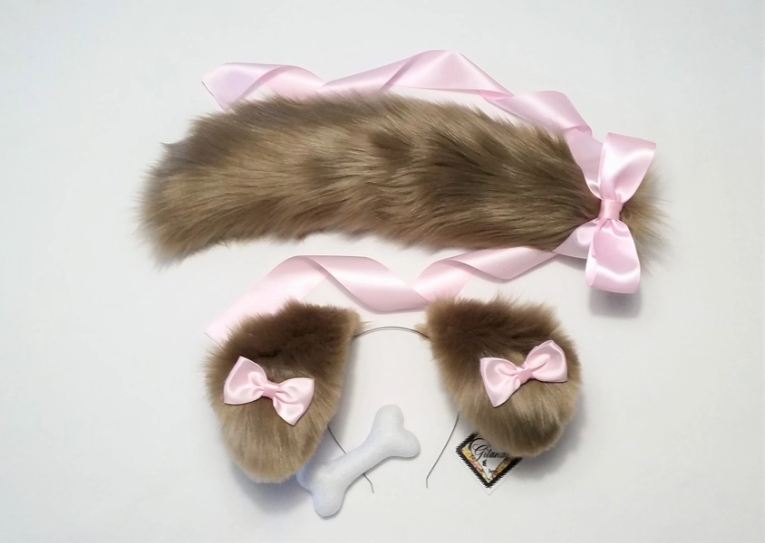 Puppy Ears and Tail,Puppy Ears Headband,Puppy Costume,Cosplay,Party Favor, Birthday,Harajuku,Puppy Ears,Cat ears and Tail,Halloween