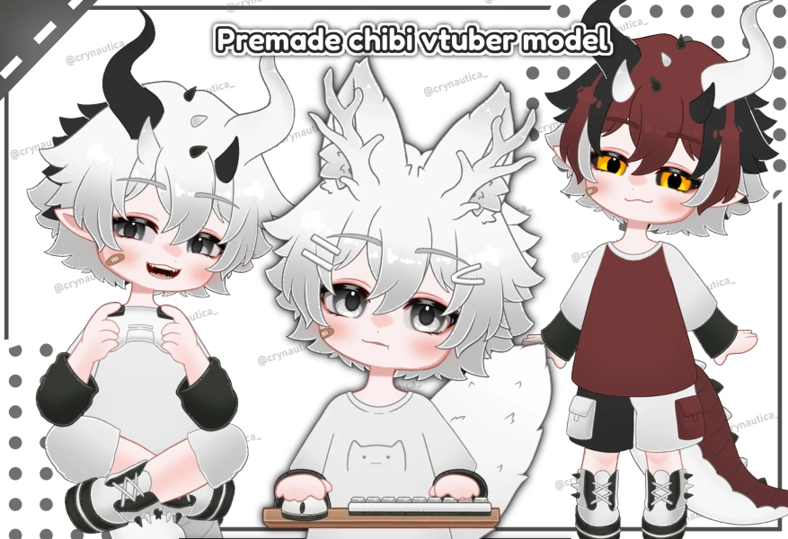 Gun premade chibi vtuber model 1.0 by Cry (@Crynautica_)
