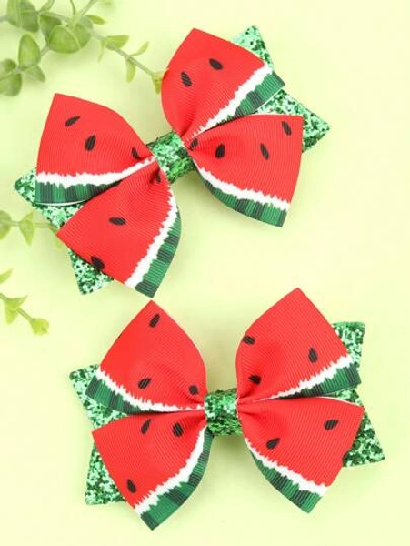 2pcs Girls Watermelon Pattern Cute Alligator Hair Clip 