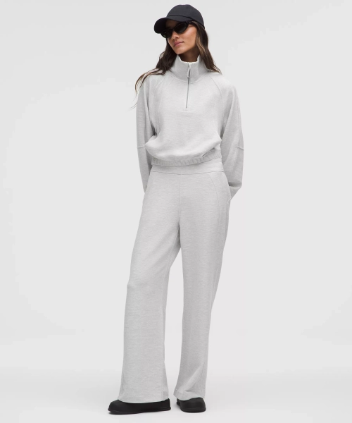 Scuba Mid-Rise Wide-Leg Pant *Waffle - Heathered Graphite Grey - XXS