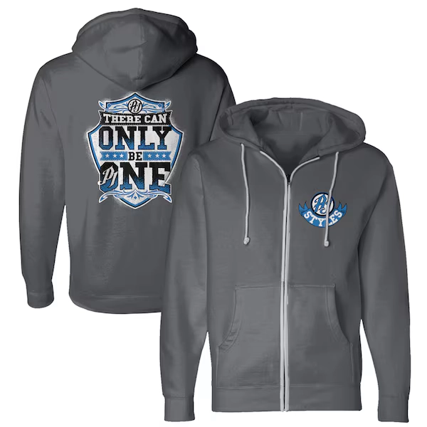 Men's Gray AJ Styles There Can Only Be One Full-Zip Hoodie