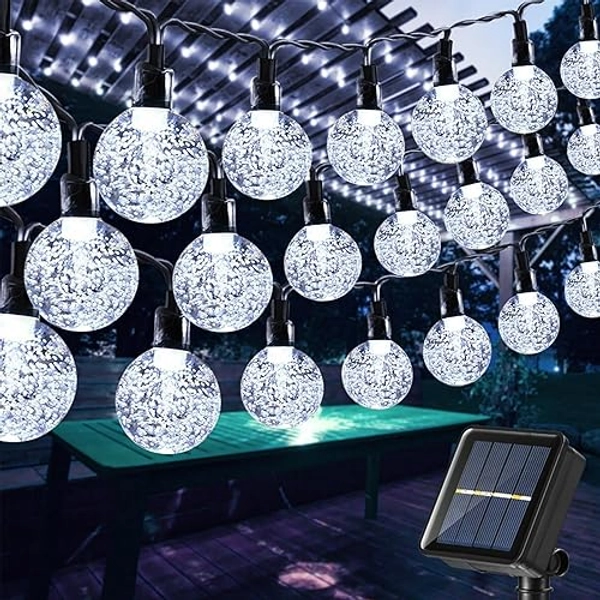 Solar Garden Lights Outdoor, 56ft 100 LED Solar String Lights Waterproof, Solar Powered Crystal Ball Indoor/Outdoor Fairy Lights Decorative Lights for Garden, Patio, Yard, Parties (White)