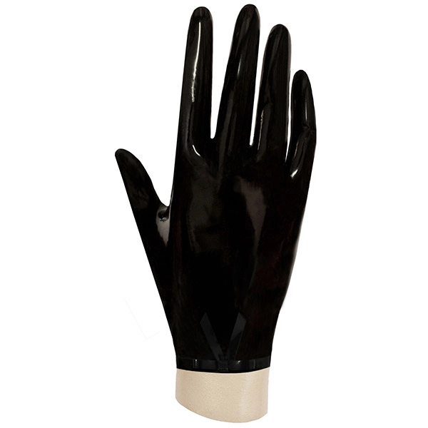 Latex Moulded Wrist Gloves w/ single trim &amp; bow in black/black