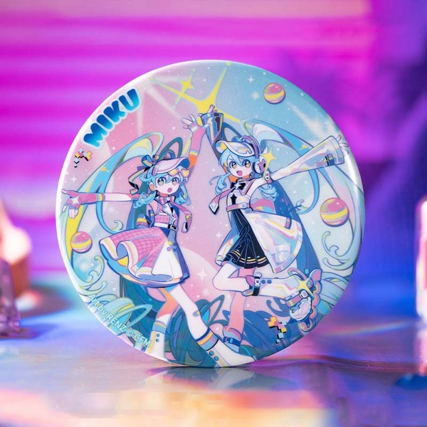 Official Miku Badge Retro Miku Pin with Built-in Stand 150mm