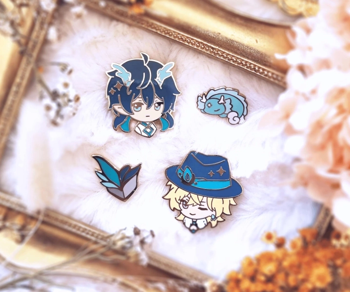 Honkai Star Rail Aventurine and Dan Heng Imbibitor Lunae Enamel Pin Sets