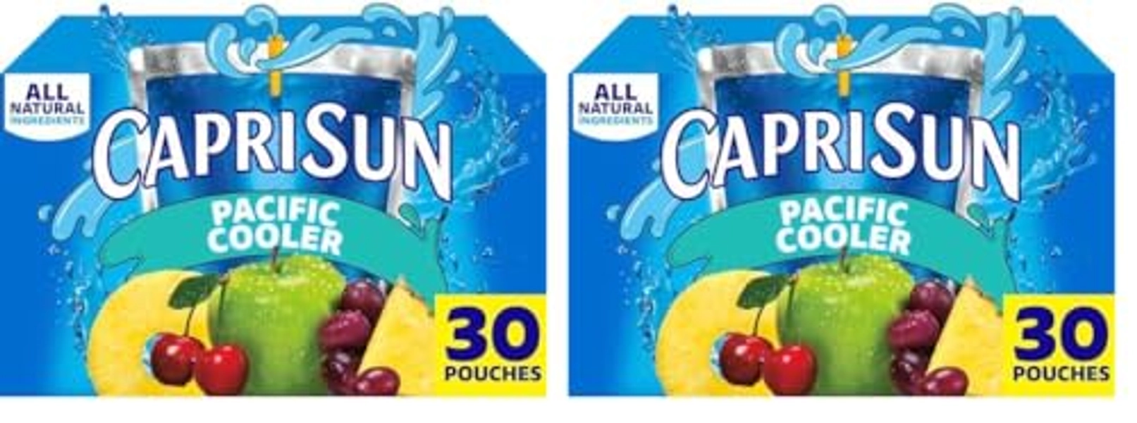 Capri Sun Pacific Cooler Mixed Fruit Naturally Flavored Kids Juice Drink Blend (30 ct Box, 6 fl oz Pouches) (Pack of 2)