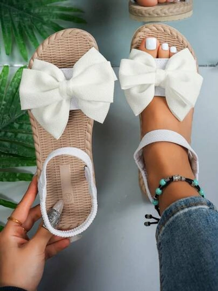 White Butterfly Flower Flat Sandals