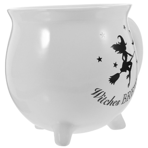Ceramic Cauldron Witch Mug - White