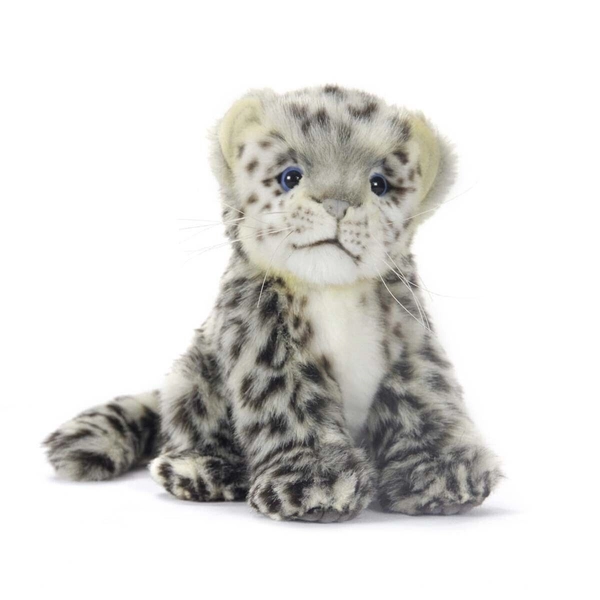 HANSA SNOW LEOPARD CUB SITTING REALISTIC CUTE SOFT ANIMAL PLUSH TOY 18cm L **NEW