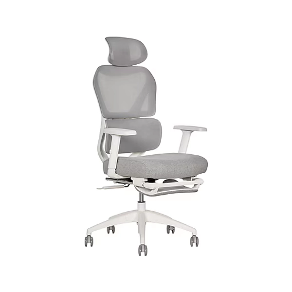 Sharper Image S-850 Heated Ergonomic Mesh Swivel Executive Massage Chair, Light Gray/White (60106-LGRYWHT)