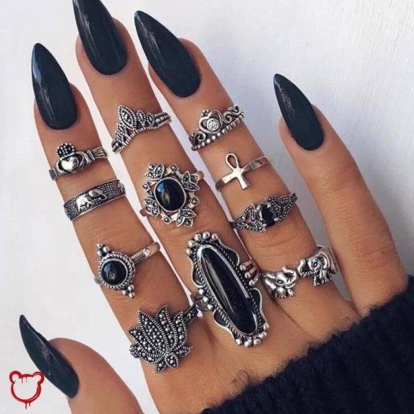 Black Silver Alternative Ring Set