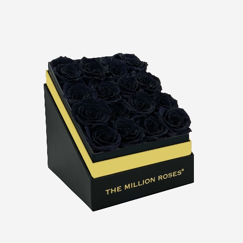 Square Black Box | Black Roses | Black / Black