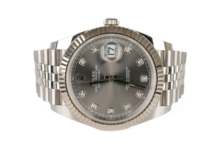 Rolex Datejust Rhodium Dial and Diamonds Jubilee Bracelet Flutted Bezel 126334