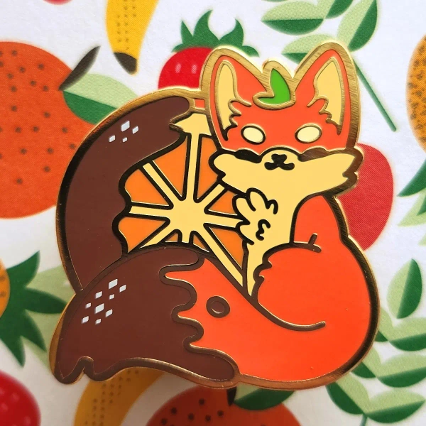 Choco Dipped Orange Fox Pin