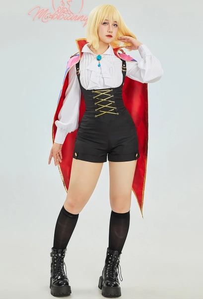 Howl Derivative Casual Outfit Suit Shirt and Overalls with Cape and Necklace Cosplay Costume