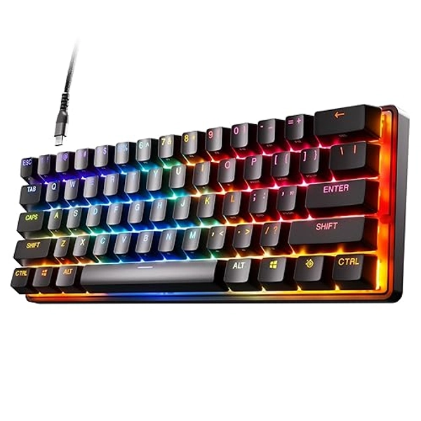 SteelSeries Clavier HyperMagnetic gaming Apex Pro Mini - Actionnement ajustable - Facteur de forme compact de 60 % - RVB - Capuchons de touches PBT - USB-C - Anglais QWERTY