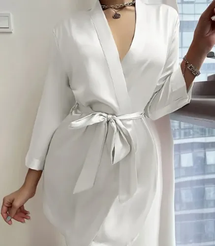 Silk Kimono Woman XS White