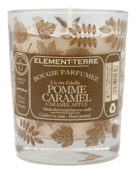 ELEMENT-TERRE Bougie 200 Grammes, 50 Heures Parfum Pomme Caramel
