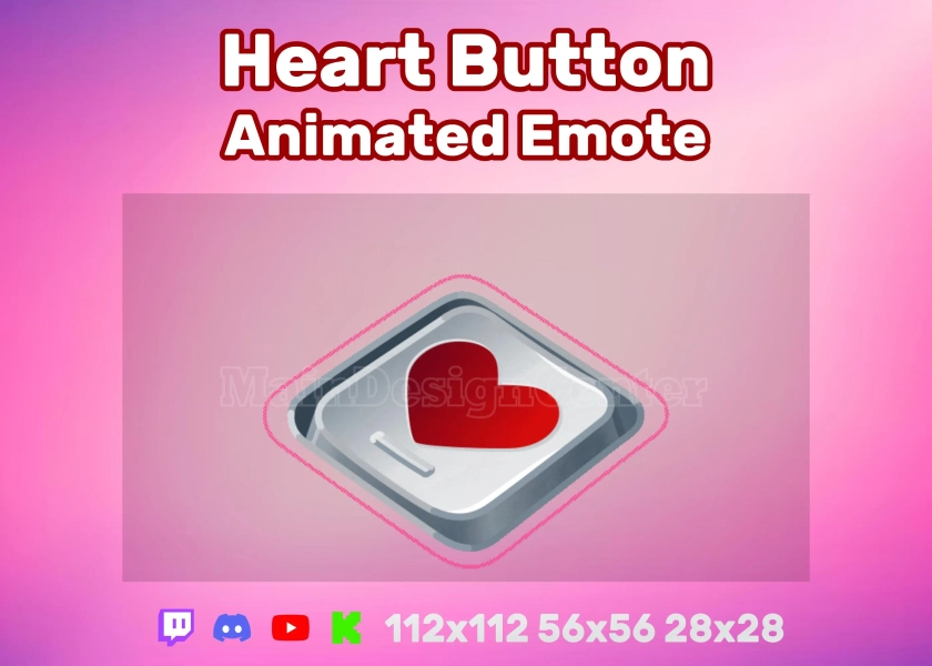 Heart Button · Animated Love Emote · Twitch, Discord, Youtube, Kick · Streaming and Chat Emoticon · Funny Meme Emoji · Colorful Dynamic GIF