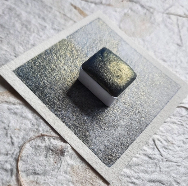 Golden Skies ~ Handmade Shimmer Watercolor Paint - Colorshifting watercolor paint ~ Gold/Blue Duochrome Handmade Shimmer Watercolor Paint