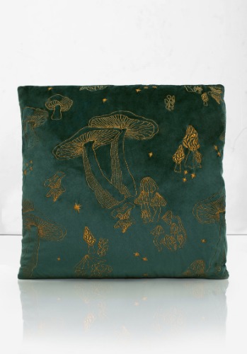 Faefire Celestial Mushrooms Velvet Cushion - Evergreen | Default Title