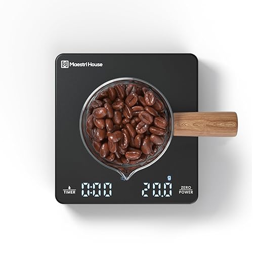 Mini Coffee Scale with Timer, Maestri House Rechargeable Espresso Scale, 2kg/0.1g Accurate Scale for Espresso and Pour-Over Coffee, Portable Digital Kitchen Scale with Automatic Timing-Black - Black