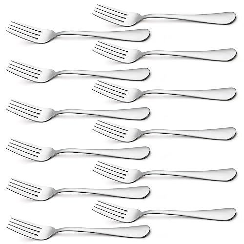 Forks Silverware, Dinner Forks 8 Inches, Briout Forks Set of 12 Premium Food Grade Stainless Steel Forks for Home Kitchen Party Restaurant, Mirror Polished Dishwasher Safe - 12-piece