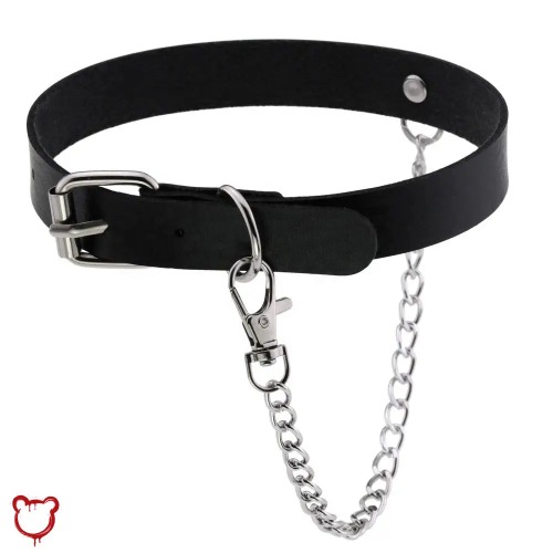 Gothic Punk Leather Choker - Black