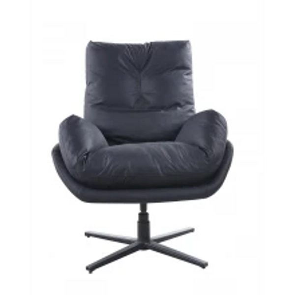Fotoliu rotativ, dublă buretare, piele ecologică premium, Negru - TopScaune