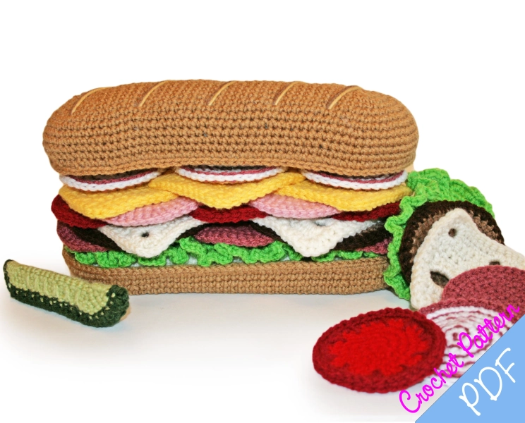 Sub Sandwich Coaster Set - Crochet Pattern