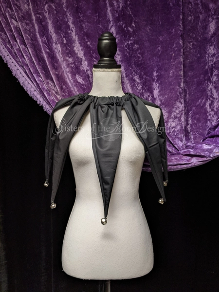 Black pointed Jingle bell clown collar jester Neck piece elastic neck pierrot collar clown cosplay halloween costume -SistersEnchanted