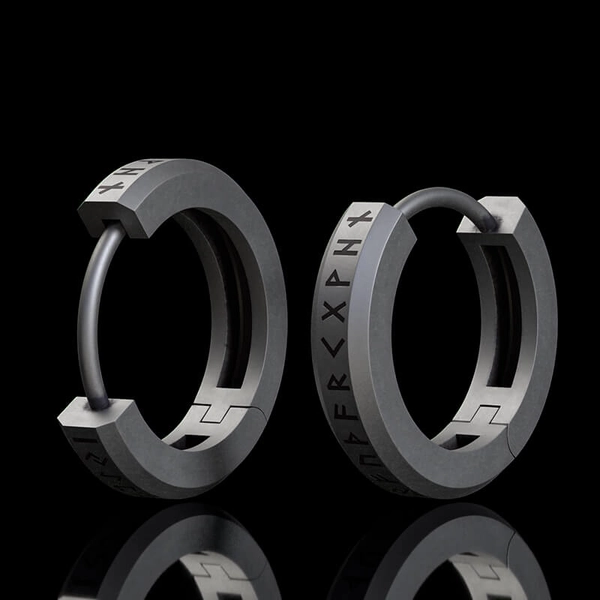 Viking Runes Sterling Silver Huggie Earrings