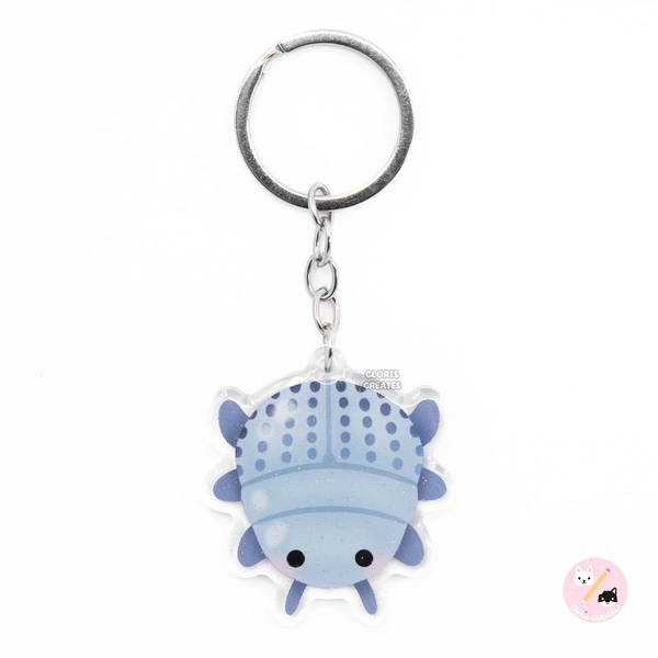 Blue Death Feigning Beetle Insect Bug Keychain