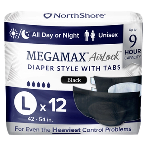 NorthShore MegaMax AirLock Breathable Diaper Style Briefs with Tabs