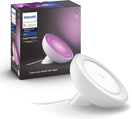 Philips Hue – Hue Bloom, Lámpara de Mesa LED Inteligente, Luz Blanca y de Colores, Compatible con Alexa y Google Home, Color Blanco - Blanco - Lámpara