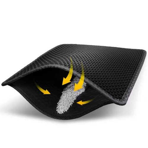 LeToo Cat Litter Mat Trapping for Litter Box, No-Toxic & Super Size, Urine & Waterproof, Honeycomb Double Layer Anti Tracking Kitty Mats, No Phthalate, Washable Easy Clean - 30" x 24" Black